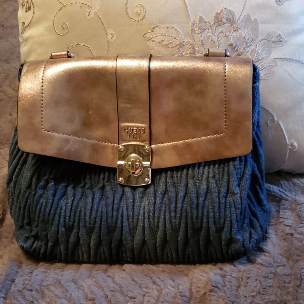 Unique Denim and Rose Gold Chain and Leather Strap